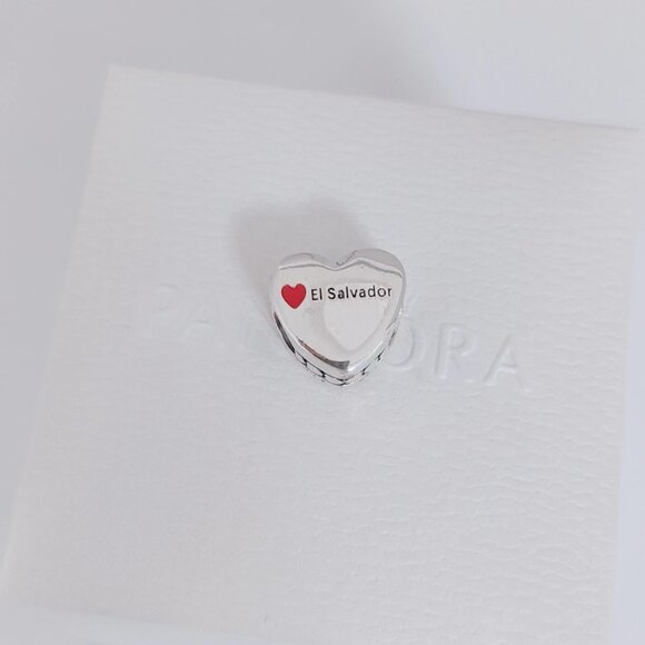 Pandora El Salvador Flag Exclusive Heart Charm Bead with box - Picture 2 of 9